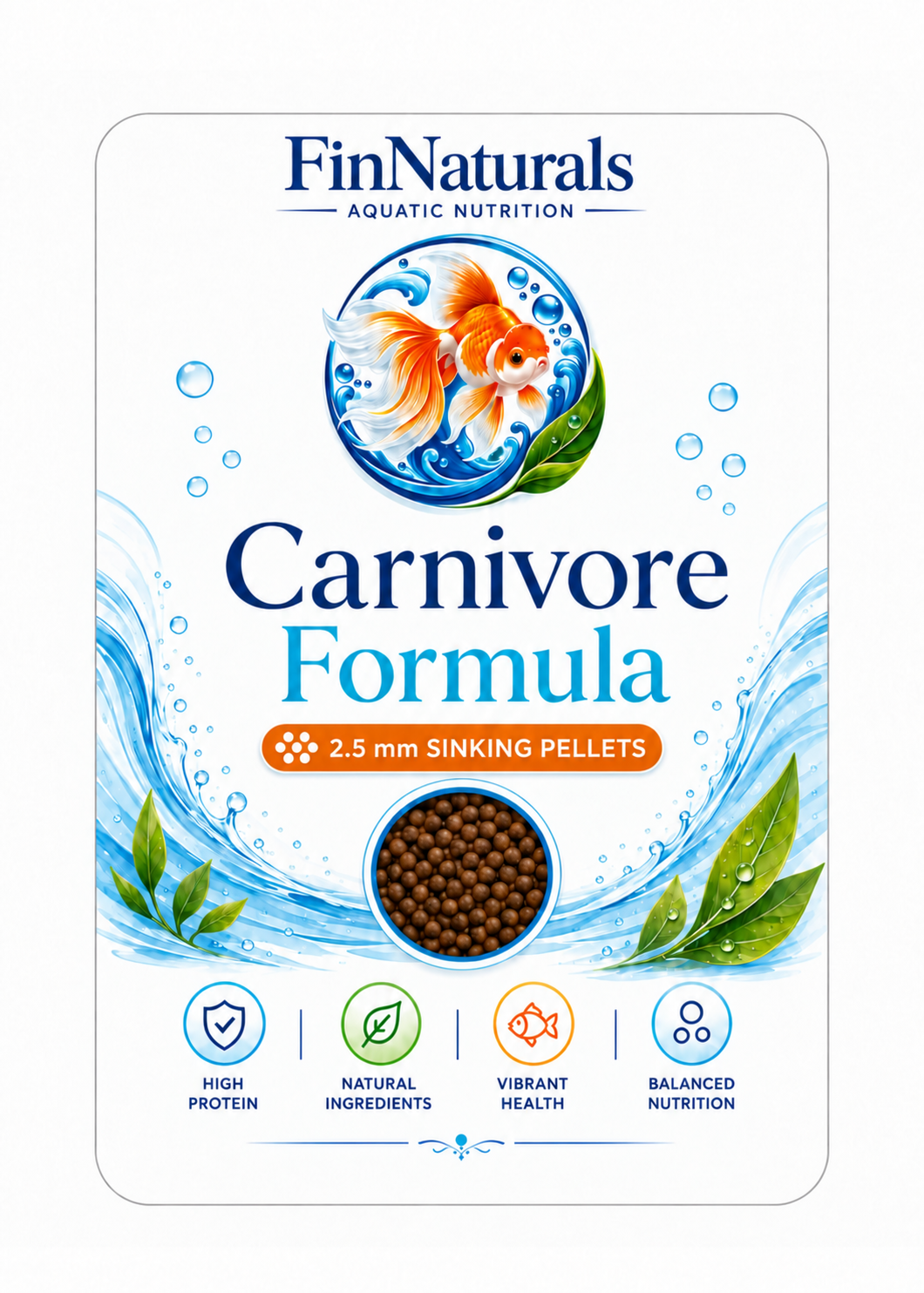 FinNaturals Carnivore Formula - 2.5 mm sinking pellets front label