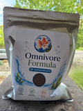 Actual FinNaturals Omnivore Formula 2.5 mm silver pouch photographed outdoors, front label.
